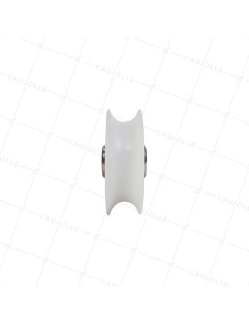ROUE DE PORTAIL COULISSANT EN INOX ET NYLON ANTIBRUIT DIAMETRE 80 MM POUR RAIL ROND DE 20 MM CHARGE 600 KG AXE 16 MM GAGR 80