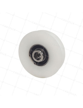 ROUE DE PORTAIL COULISSANT EN INOX ET NYLON ANTIBRUIT DIAMETRE 100 MM POUR RAIL ROND DE 20 MM