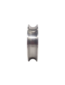 ROUE DE PORTAIL COULISSANT A GORGE RONDE EN INOX DIAMETRE 100 MM POUR RAIL ROND DE 20 MM CHARGE 300 KG AXE 14MM - GAGR 100 INOX