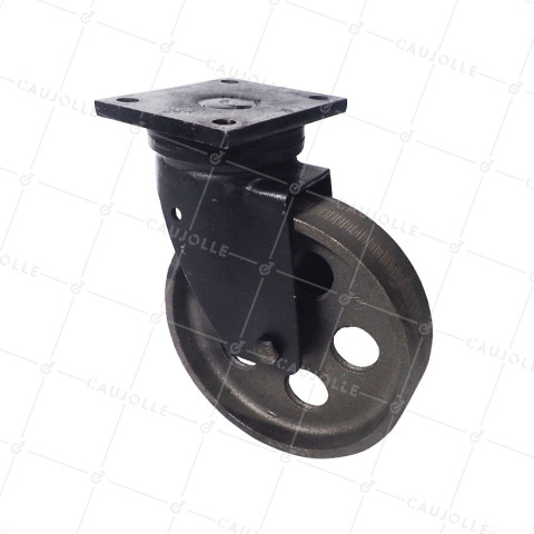 ROULETTE VINTAGE EN FONTE PIVOTANTE DIAMÈTRE 200MM CHARGE 600KG - INDUSTYL200P • Caujolle