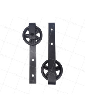 SET OF 2 ROLLER BRACKETS VINTAGE BARN PULLEY STYLE • Caujolle
