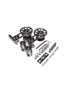 KIT DE 2 ROUES INOX POUR ROND DE 25 MM SUSPENDU - POUR 99956