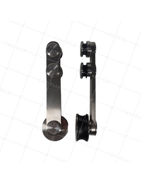 KIT DE 2 ROUES INOX POUR GALANDAGE POUR TUBE DE 25 MM ET PORTE EN VERRE - POUR 99957 • Caujolle