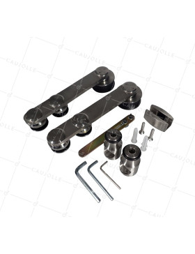 KIT DE 2 ROUES INOX POUR PORTE EN VERRE - POUR 99957