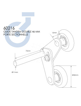 ROULETTE TANDEM 46 MM PORTE SECTIONNELLE - DOUBLE