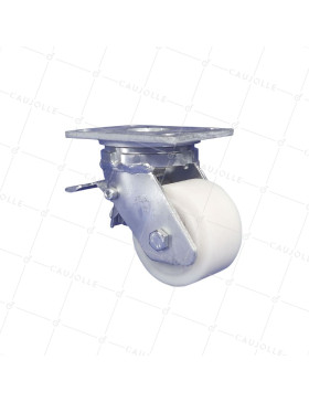 Castor SWIVEL NYLON CASTOR DIAMETER 100 MM LOAD 1200 KG - STEC NYLON 100P WITH BRAKE • Caujolle