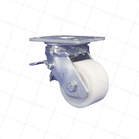 Castor SWIVEL NYLON CASTOR DIAMETER 100 MM LOAD 1200 KG - STEC NYLON 100P WITH BRAKE • Caujolle