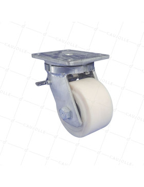 Castor SWIVEL WITH BRAKE IN NYLON DIAMETER 150 MM EXTREME LOAD 3000 KG - STEC NYLON 150P AF • Caujolle