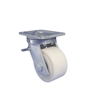 ROULETTE PIVOTANTE A FREIN EN NYLON DIAMETRE 150 MM CHARGE EXTREME 3000 KG - STEC NYLON 150P AF