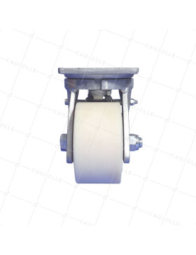 ROULETTE PIVOTANTE A FREIN EN NYLON DIAMETRE 150 MM CHARGE EXTREME 3000 KG - STEC NYLON 150P AF