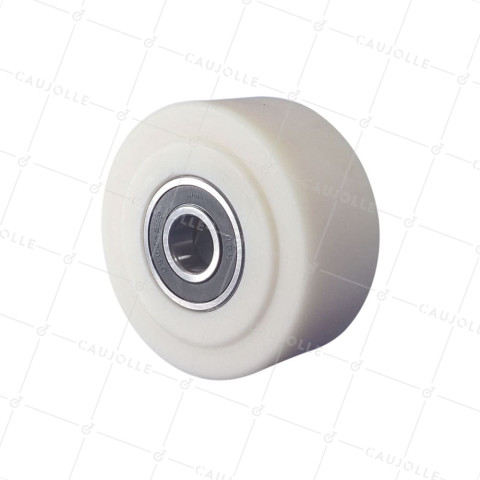 ROUE NYLON FORTE CHARGE DIAMETRE 125 MM CHARGE 2000 KG POUR AXE DE 125MM - S2490 125 RB25 • Caujolle