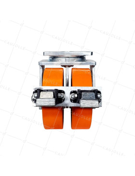 ROULETTE PIVOTANTE A FREIN EN FONTE POLYURÉTHANE DIAMÈTRE 250 MM CHARGE 3600 KG - STEC DOUBLE 250P A FREIN
