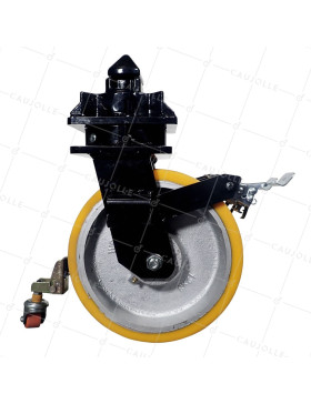 ROULETTE DE CONTAINER DIAMETRE 305 MM CHARGE 2650 KG - DOUBLE ROUE ORANGE PU