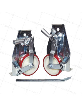 PAIR OF CASTERS RETRACTABLE LEVER FOR MOVERS DIAMETER 138 MM LOAD 1000KG - LEVEL UP KIT 138 • Caujolle