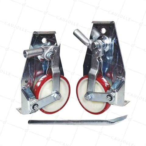 PAIRE DE ROULETTES ESCAMOTABLE A LEVIER POUR DEMENAGEURS DIAMETRE 138 MM CHARGE 1000KG - KIT LEVEL UP 138 • Caujolle