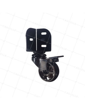 Castor SWIVEL WITH BRAKE CORNER DIAMETER 50 MM LOAD 30 KG - BLACK NICKEL 50 CORNERS AF • Caujolle