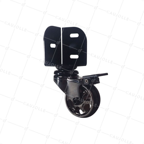 Castor SWIVEL WITH BRAKE CORNER DIAMETER 50 MM LOAD 30 KG - BLACK NICKEL 50 CORNERS AF • Caujolle