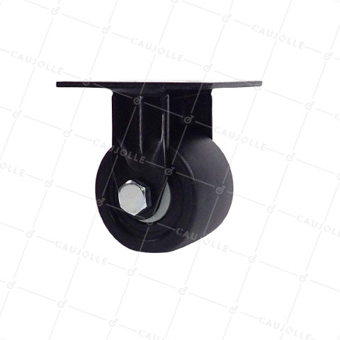 ROULETTE FIXE EXTRA BASSE EN NYLON FIBRÉ FORTE CHARGE DIAMÈTRE 75 MM CHARGE 600 KG - BLACK SURB 75 FIXE • Caujolle