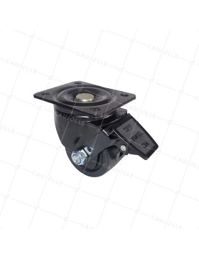 Castor EXTRA LOW SWIVEL NYLON FIBER HEAVY LOAD DIAMETER 75 MM LOAD 600 KG - BLACK SURB 75PAF • Caujolle