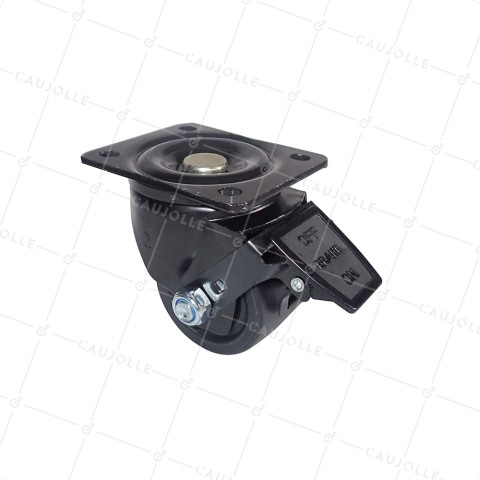 Castor EXTRA LOW SWIVEL NYLON FIBER HEAVY LOAD DIAMETER 75 MM LOAD 600 KG - BLACK SURB 75PAF • Caujolle
