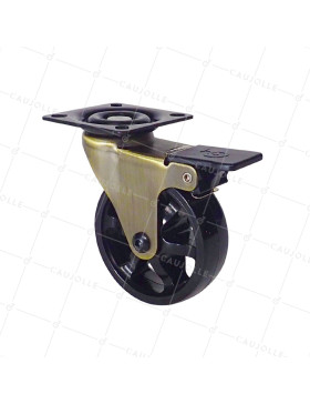 Castor GOLDEN BRAKE DESIGN WHEEL NYLON DIAMETER 75 MM LOAD 45KG - GOLDNYLON 75 PAF • Caujolle
