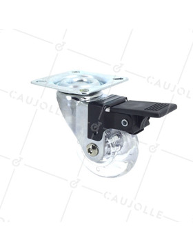 Castor SWIVEL WITH BRAKE TRANSPARENT DESIGN DIAMETER 35 MM LOAD 25 KG - S140TR 35PAF • Caujolle