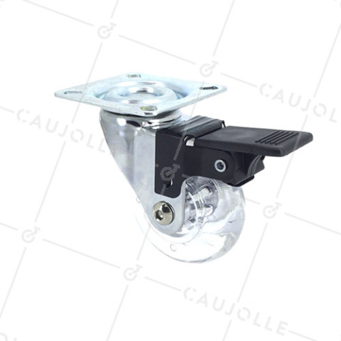 Castor SWIVEL WITH BRAKE TRANSPARENT DESIGN DIAMETER 35 MM LOAD 25 KG - S140TR 35PAF • Caujolle