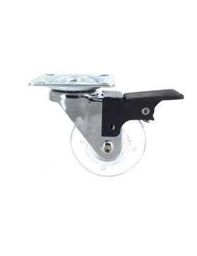 ROULETTE PIVOTANTE A FREIN TRANSPARENTE DESIGN DIAMÈTRE 35 MM CHARGE 25 KG - S140TR 35PAF