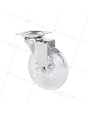 Castor PIVOTING TRANSPARENT DESIGN DIAMETER 100 MM LOAD 75 KG - S140TR 100 P • Caujolle