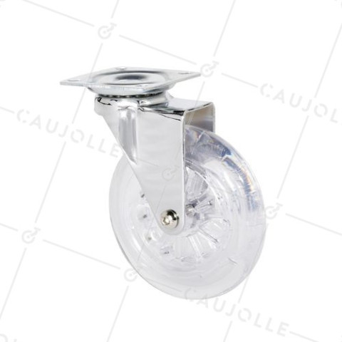 Castor PIVOTING TRANSPARENT DESIGN DIAMETER 100 MM LOAD 75 KG - S140TR 100 P • Caujolle