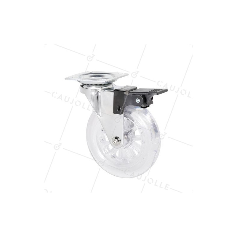 Castor SWIVEL WITH BRAKE TRANSPARENT DESIGN DIAMETER 100 MM LOAD 75 KG - S140TR 100 PAF