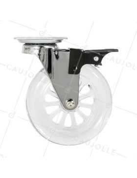 Castor SWIVEL WITH BRAKE TRANSPARENT DESIGN DIAMETER 100 MM LOAD 75 KG - S140TR 100 PAF
