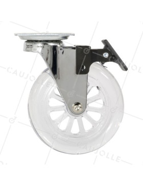 Castor SWIVEL WITH BRAKE TRANSPARENT DESIGN DIAMETER 100 MM LOAD 75 KG - S140TR 100 PAF