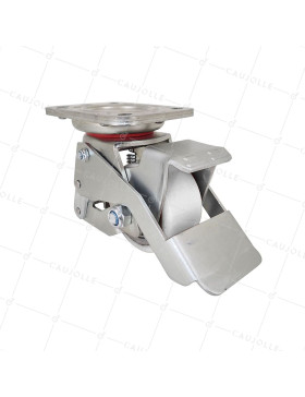 Castor STAINLESS STEEL ANTI-VIBRATION ANTI-CORROSION CASTOR 350 KG LOAD 75 MM DIAMETER - ELEVATOR INDUS SERIES STAINLESS STEEL NYLON 75 • Caujolle
