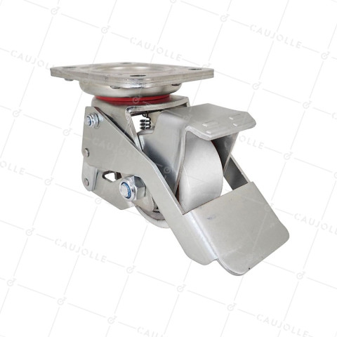 Castor STAINLESS STEEL ANTI-VIBRATION ANTI-CORROSION CASTOR 350 KG LOAD 75 MM DIAMETER - ELEVATOR INDUS SERIES STAINLESS STEEL NYLON 75 • Caujolle