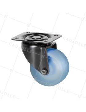 Castor BLUE PHOSPHORESCENT CASTOR WITH Plate SWIVEL DIAMETER 65MM LOAD 60KG - FOSFO 65 • Caujolle