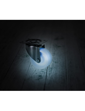 Castor BLUE PHOSPHORESCENT CASTOR WITH Plate SWIVEL DIAMETER 65MM LOAD 60KG - FOSFO 65