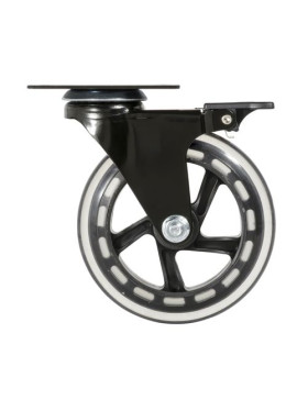 ROULETTE TRANSPARENTE À PLATINE AVEC FREIN ROULEMENT À BILLES DIAMÈTRE 125 MM CHARGE 40 KG - BLACKROL 125PAF
