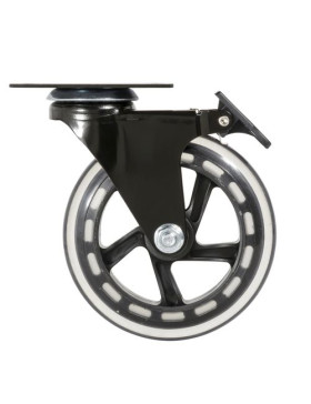 ROULETTE TRANSPARENTE À PLATINE AVEC FREIN ROULEMENT À BILLES DIAMÈTRE 125 MM CHARGE 40 KG - BLACKROL 125PAF