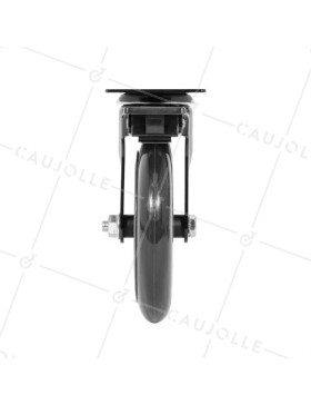 ROULETTE TRANSPARENTE À PLATINE AVEC FREIN ROULEMENT À BILLES DIAMÈTRE 125 MM CHARGE 40 KG - BLACKROL 125PAF
