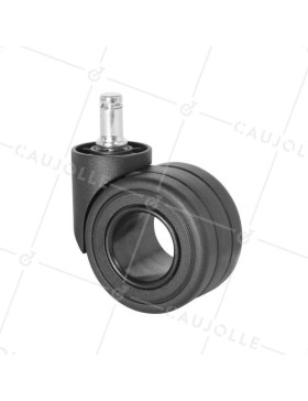 Castor BLACK DESIGN FOR FURNITURE WITH Smooth rod OF 11 MM DIAMETER 50 MM LOAD 40 KG - BURO 65 BLACK • Caujolle