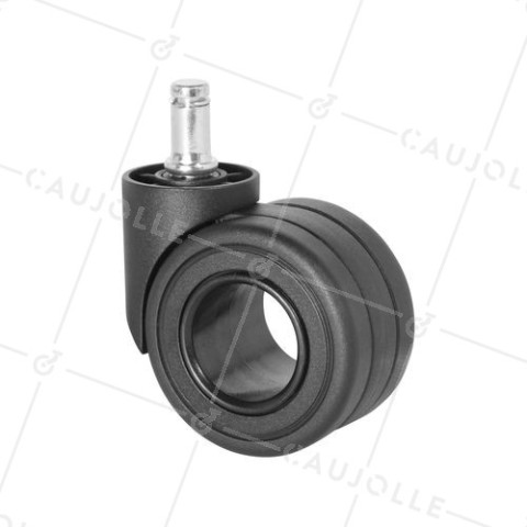 ROULETTE DESIGN NOIRE POUR MOBILIER À TIGE LISSE DE 11 MM DIAMÈTRE 50 MM CHARGE 40 KG - BURO 65 BLACK • Caujolle