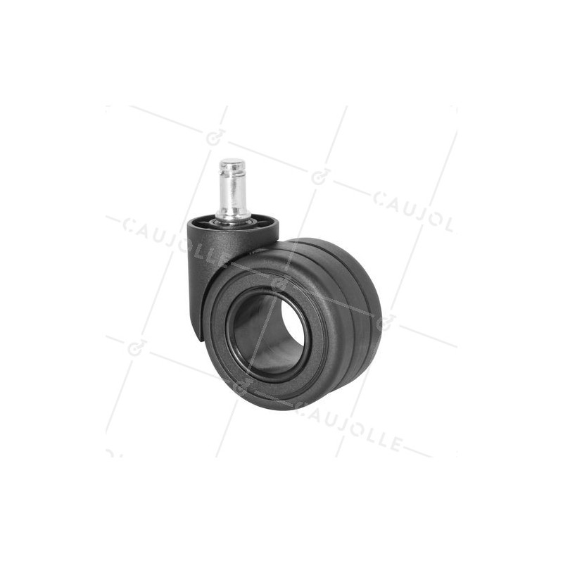 ROULETTE DESIGN NOIRE POUR MOBILIER À TIGE LISSE DE 11 MM DIAMÈTRE 50 MM CHARGE 40 KG - BURO 65 BLACK
