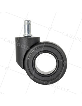 ROULETTE DESIGN NOIRE POUR MOBILIER À TIGE LISSE DE 11 MM DIAMÈTRE 50 MM CHARGE 40 KG - BURO 65 BLACK