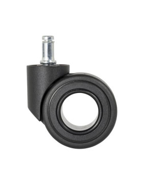 ROULETTE DESIGN NOIRE POUR MOBILIER À TIGE LISSE DE 11 MM DIAMÈTRE 50 MM CHARGE 40 KG - BURO 65 BLACK