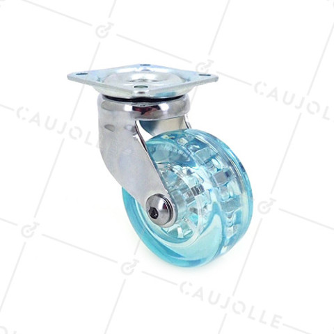 ROULETTE DESIGN TRANSPARENTE BLEUE DIAMÈTRE 50 MM CHARGE 35 KG - CRYSTALB50P • Caujolle