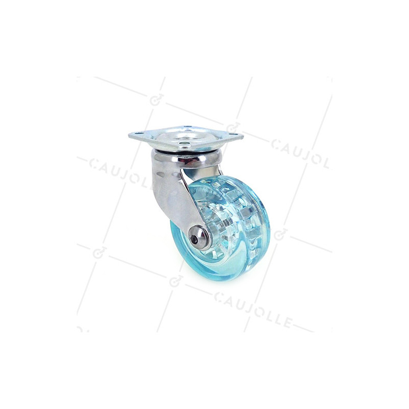 ROULETTE DESIGN TRANSPARENTE BLEUE DIAMÈTRE 50 MM CHARGE 35 KG - CRYSTALB50P