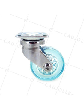 ROULETTE DESIGN TRANSPARENTE BLEUE DIAMÈTRE 50 MM CHARGE 35 KG - CRYSTALB50P