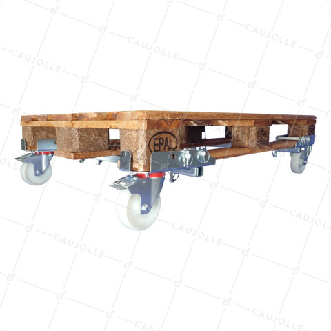 KIT OF Castors SWIVEL CASTERS FOR EUROPEAN PALLET INSTALLATION 60 SECONDS LOAD 1000 KG • Caujolle