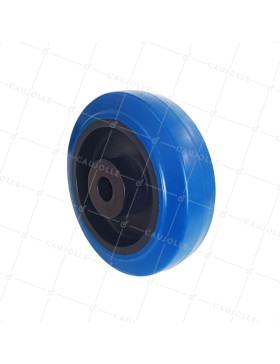 ROUE INDUSTRIELLE NON TACHANTE CAOUTCHOUC SOUPLE BLEU DIAMÈTRE 160MM CHARGE 300KG AXE LISSE DE 20 MM - GAL BLEU 160 L20 • Caujolle